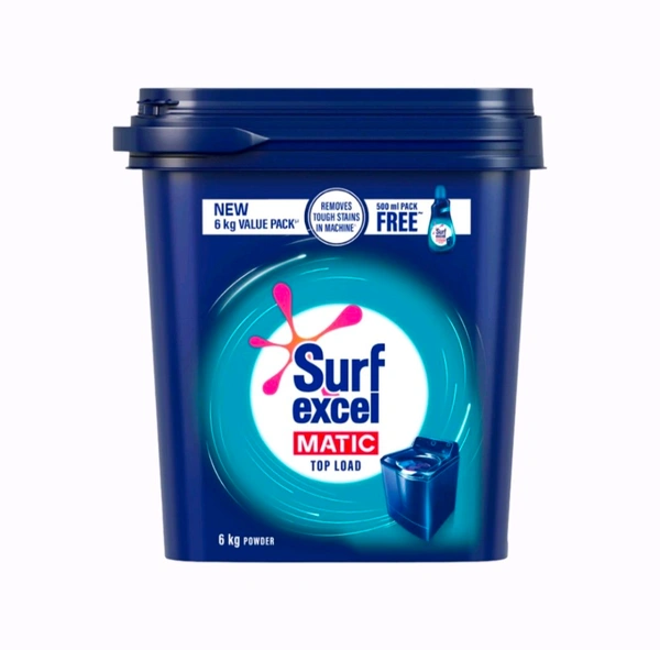 Surf Excel Top Load Top Load Detergent Powder - 500 ml Pack Liquid Free Inside - 6 kg + 500 ml