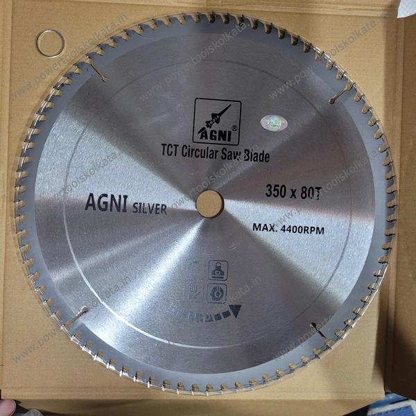 Agni Silver AGNI Silver 14" (350mm) 80T T.C.T Wood Cutting Circular Saw Blade - 14" x 80T