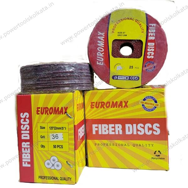 Euromax - Fibre Disc - 5"Xg36 - Bright Red, 5"xG36