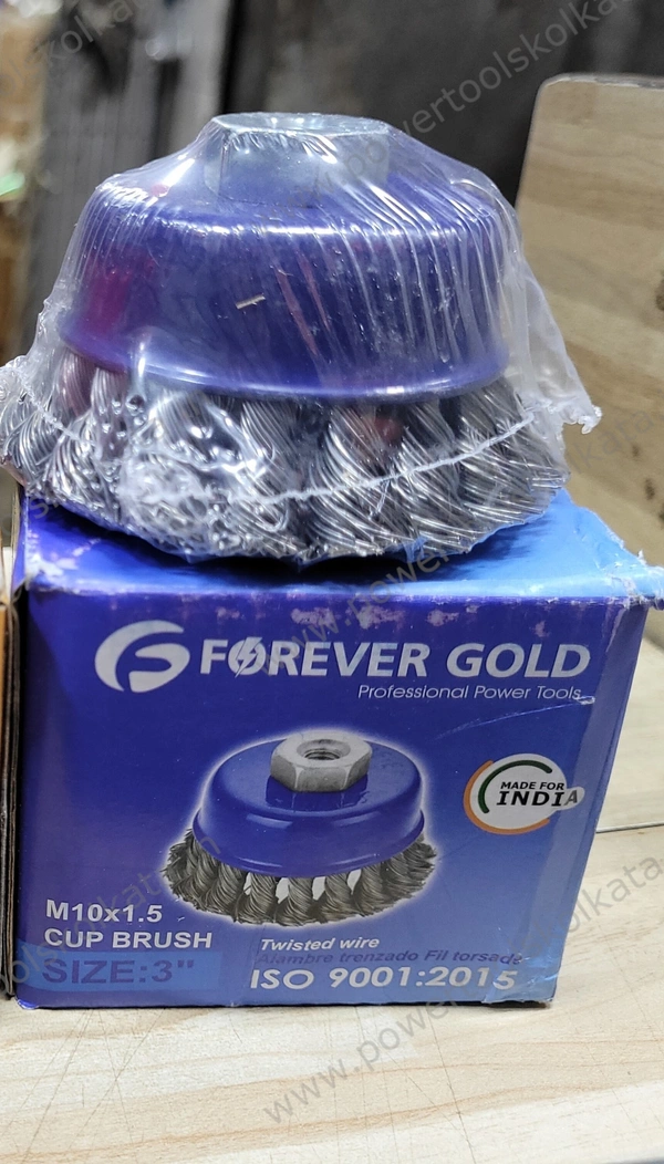 Forever Gold - Wire Cup Brush Twist (Heavy Duty) - 3" for Angle Grinder 4" - Blue, 3" twist