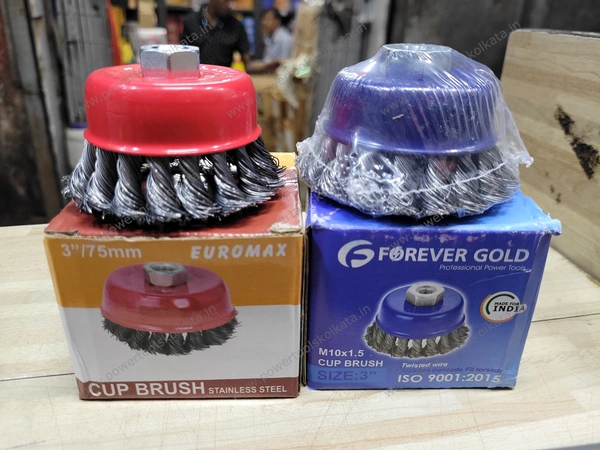 Forever Gold - Wire Cup Brush Twist (Heavy Duty) - 3" for Angle Grinder 4" - Blue, 3" twist