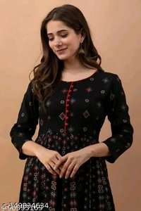Ethnic Wear Kurti For Girls - Black, XXL