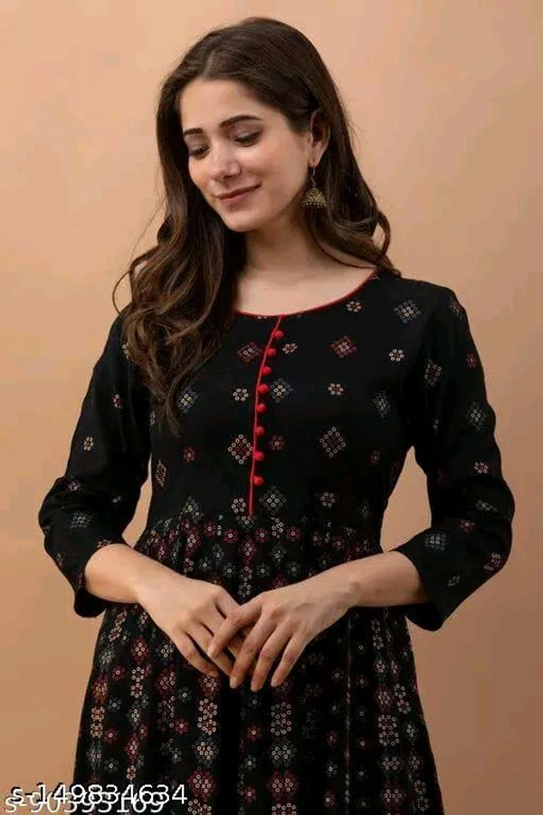Ethnic Wear Kurti For Girls - Black, XXL