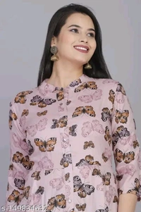 Ethnic Wear Kurti For Girls - Pink, XXL