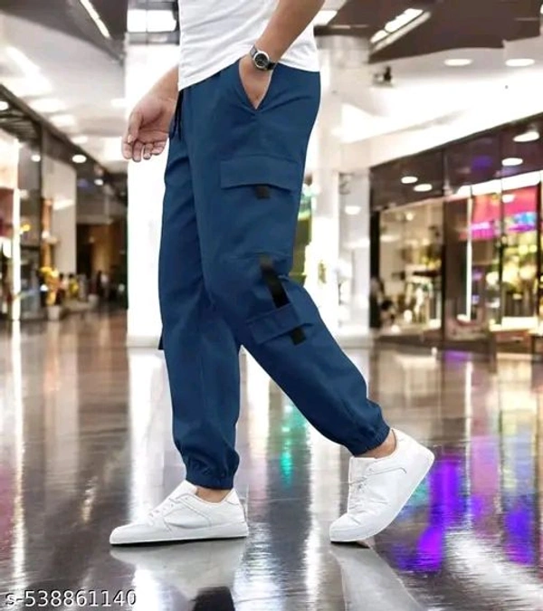 Buy Track Pent Get Plain White T-shirt Free - Navy Blue, L