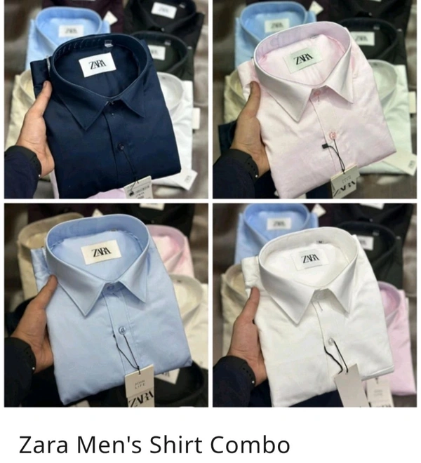 Zara Men Shirt Cotton 4 Piece Combo - M