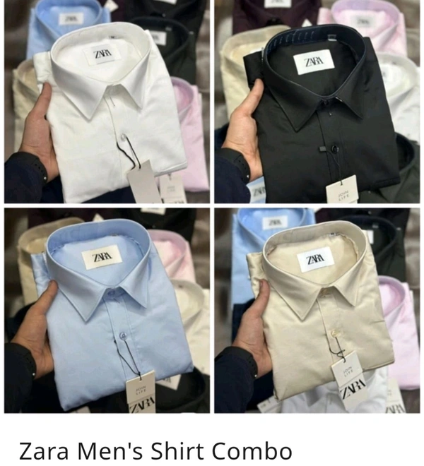 Zara Men Shirt Cotton 4 Piece Combo - M