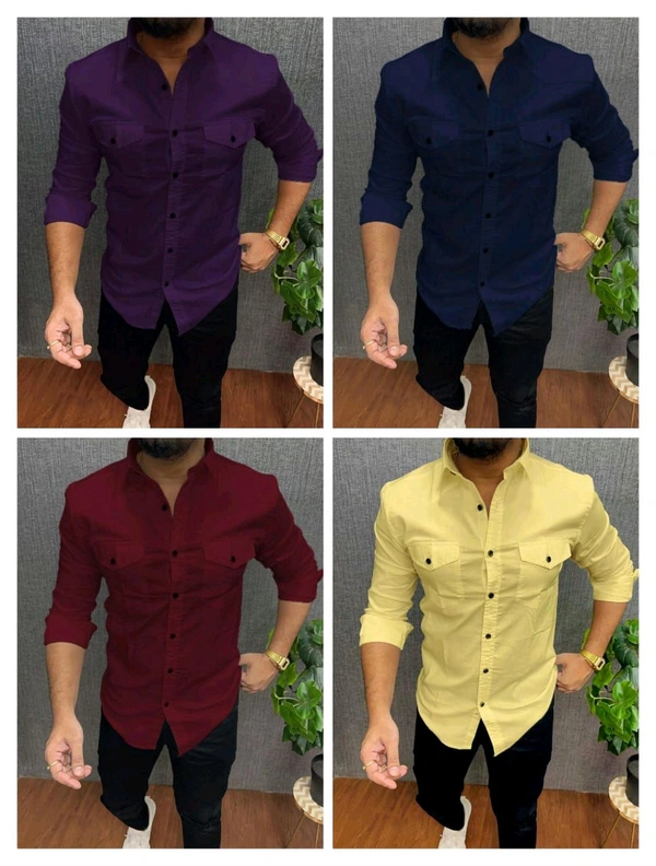 Double Pocket Plain shirt 4 Piece Combo - M