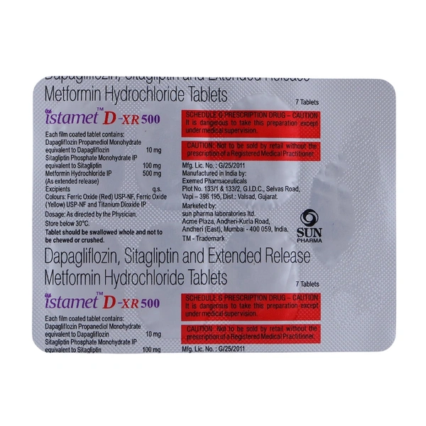 Rx ISTAMET D XR 500-1X7 TABLETS - 1X7 TABLETS