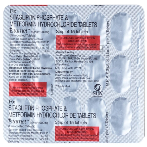 Rx ISTAMET 50MG/1000MG-1X15 TABLETS - 1X15 TABLETS