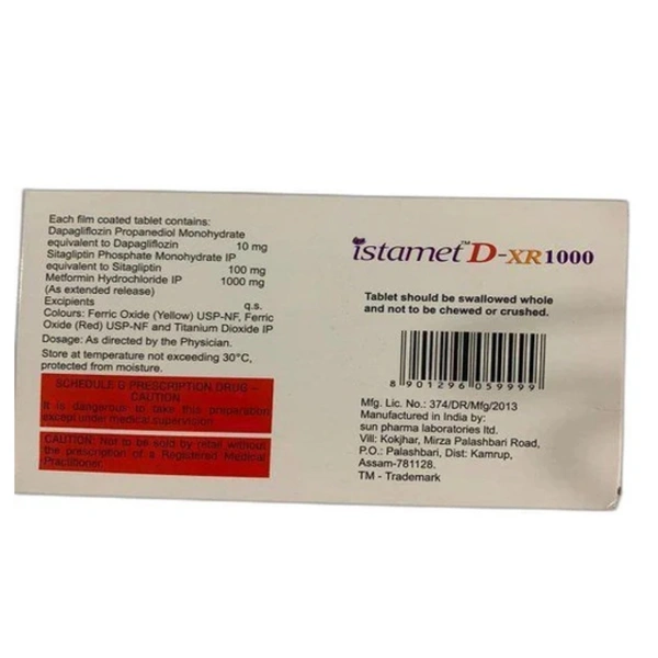 Rx ISTAMET D XR 1000-1X7 TABLETS - 1X7 TABLETS
