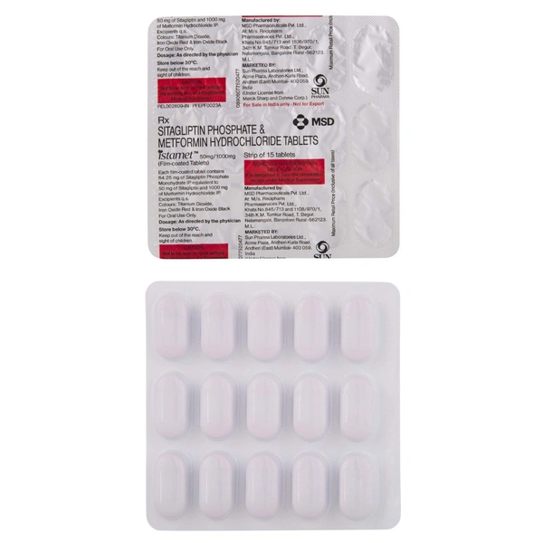 Rx ISTAMET 50MG/1000MG-1X15 TABLETS - 1X15 TABLETS