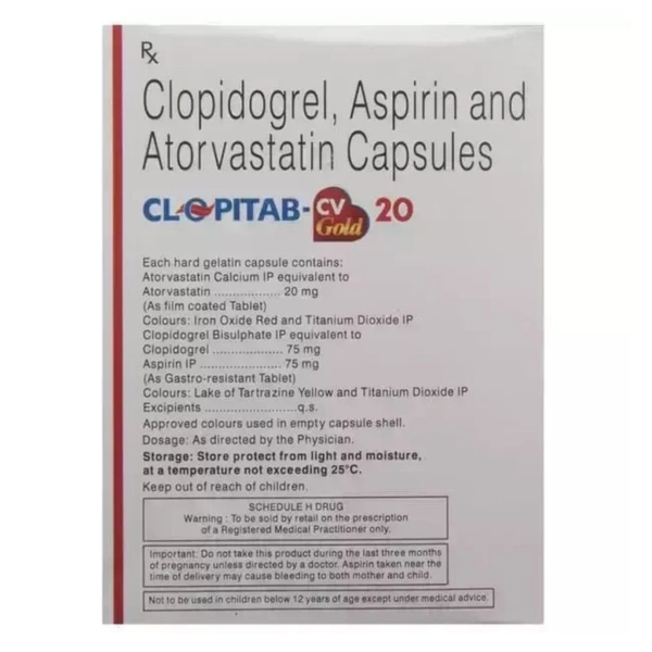 Rx CLOPITAB CV GOLD 20-1X10 CAPSULES - 1X10 CAPSULES