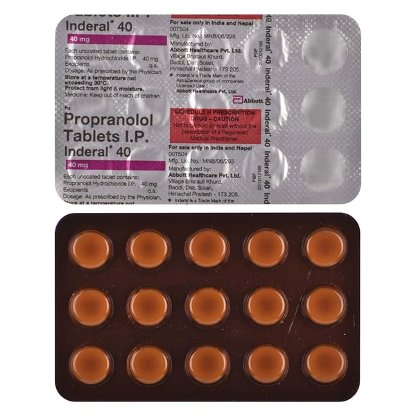 Rx INDERAL 40 - 1X15 TABLETS - 1X15 TABLETS