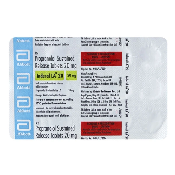 Rx INDERAL LA 20 - 1X15 TABLETS - 1X15 TABLETS