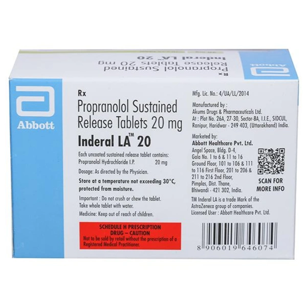 Rx INDERAL LA 20 - 1X15 TABLETS - 1X15 TABLETS