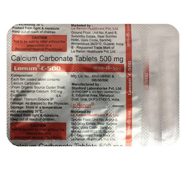 Rx LANUM C 500-1X10 TABLETS - 1X10 TABLETS