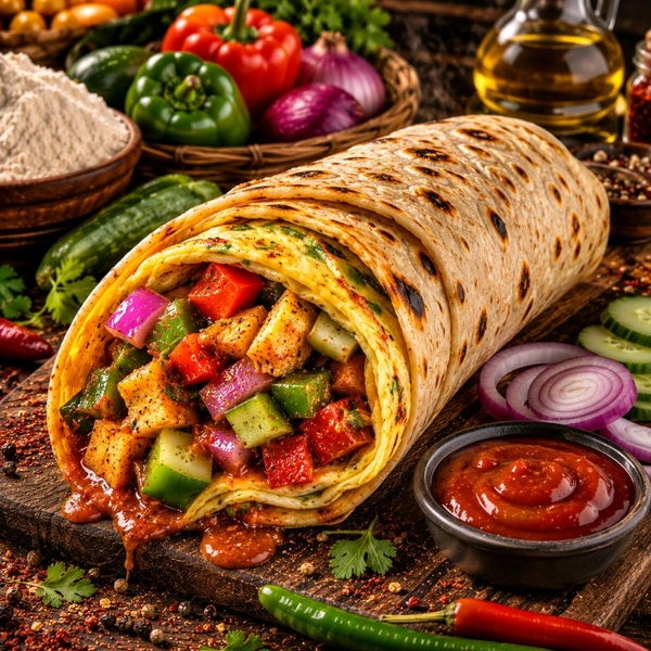 Special Egg Omelette Veggie Atta Roll