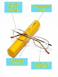 Pen type Reading Glasses for Men and Women in Golden Yellow Colour - +1.00