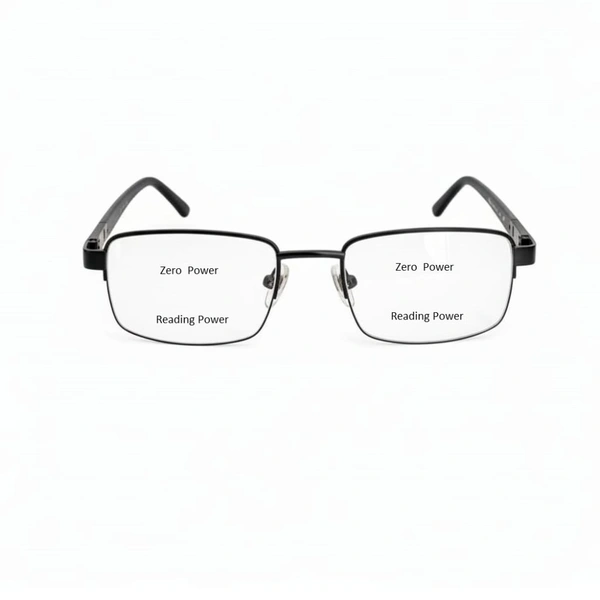 +3.00 Power Black / Brown Colour Half Metal Frame Bifocal Reading Glass for Men and Women - +3.00
