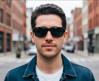 Black Frame and Dark Blue Sunglass