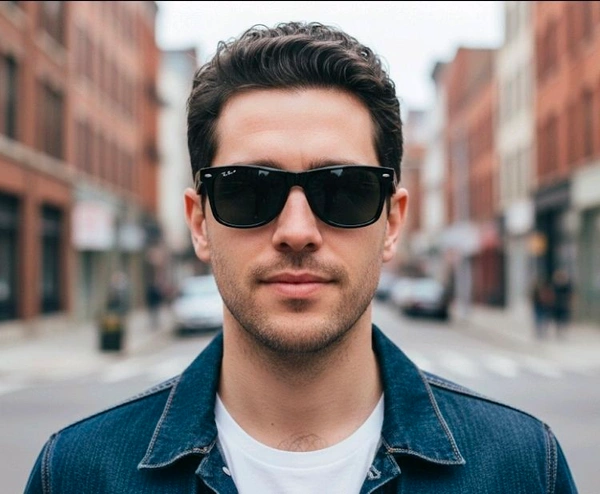 Black Frame and Dark Blue Sunglass