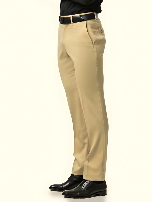 Wrinkle Free Express Mattee | Solid Formal Trousers | Polo Fit | Office  Wear For Men'S | Beige Cream