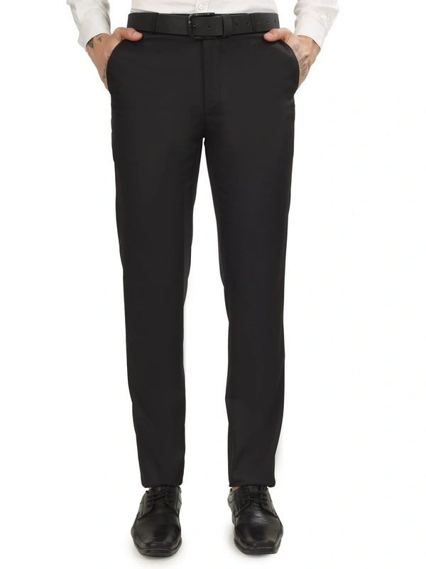 Lycra Cotton Stretchable | Plain Formal Trousers |  Polo Fit | Office Wear For Men'S | Charcoal Black