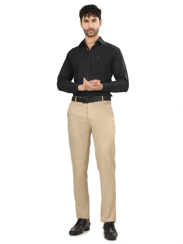 Lycra Cotton Stretchable | Plain Formal Trousers |  Polo Fit | Office Wear For Men'S | Caramel Cream