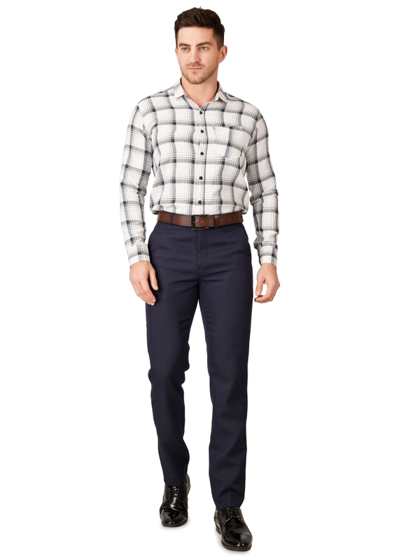 Wrinkle Free Express Mattee | Solid Formal Trousers | Polo Fit | Office Wear For Men'S | Navy Blue