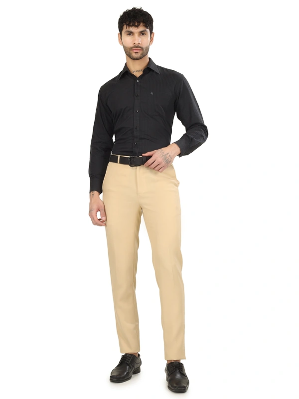 Wrinkle Free Express Mattee | Solid Formal Trousers | Polo Fit | Office Wear For Men'S | Beige Cream