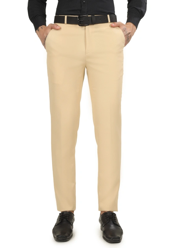 Wrinkle Free Express Mattee | Solid Formal Trousers | Polo Fit | Office Wear For Men'S | Beige Cream