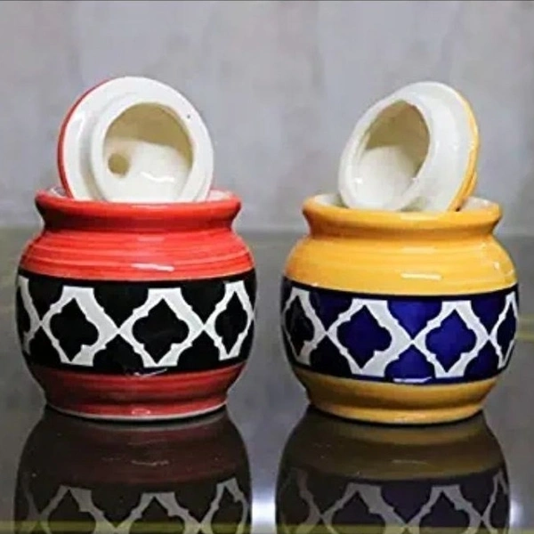 Multicolour Printed ceramic jar