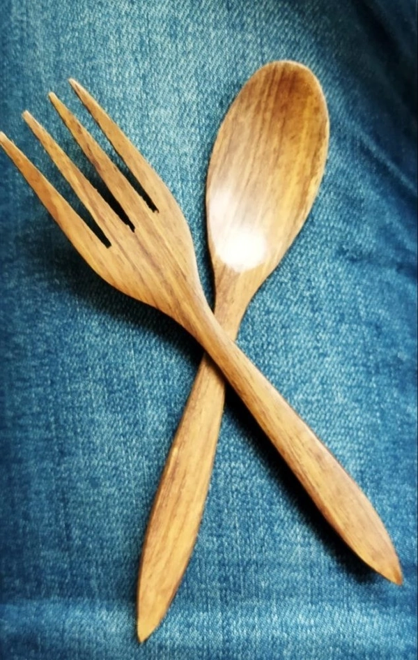 Reusable Wooden Fork And Spoon Set
