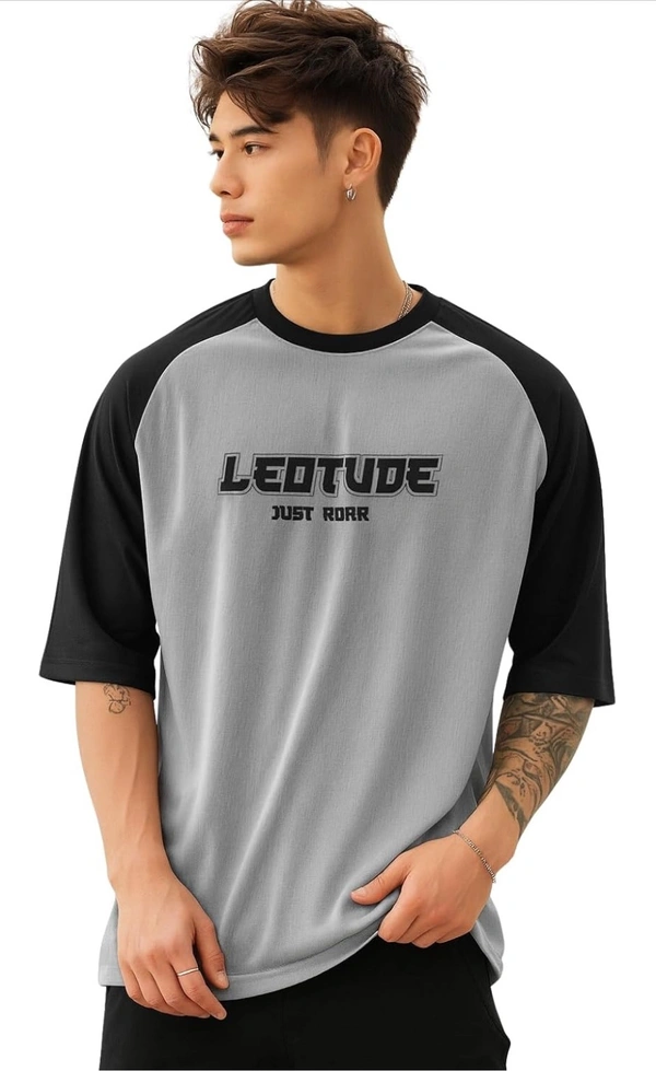 MORION LEOTUDE Men Polycotton Classy Look Dri-Fit Round Neck Half Sleeve Tshirt| Colorful Oversized Fit T-Shirt for Mans - Red, M