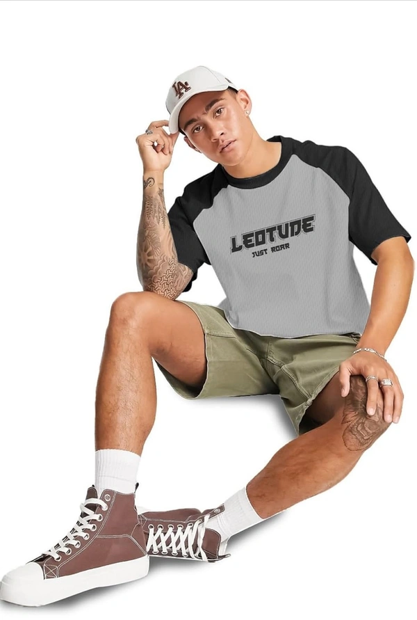 MORION LEOTUDE Men Polycotton Classy Look Dri-Fit Round Neck Half Sleeve Tshirt| Colorful Oversized Fit T-Shirt for Mans - Red, M