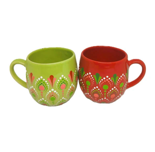 Tea Mugs - Green and Red