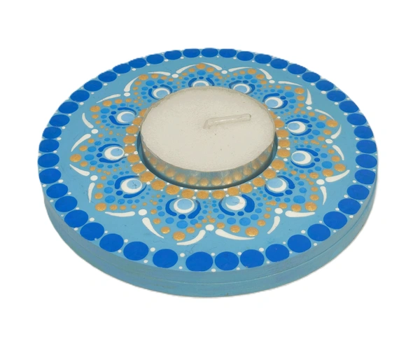 Single Tea Light Holder - Cyan Aqua