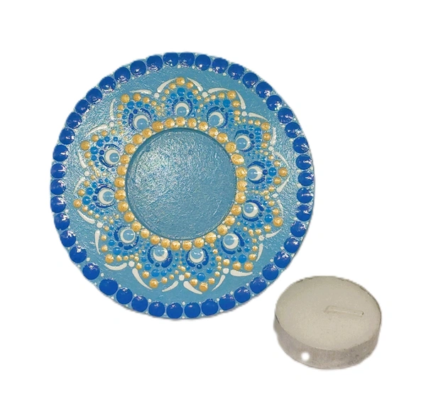 Single Tea Light Holder - Cyan Aqua