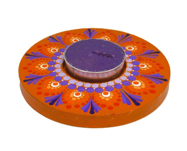 Single Tea Light Holder - Web Orange