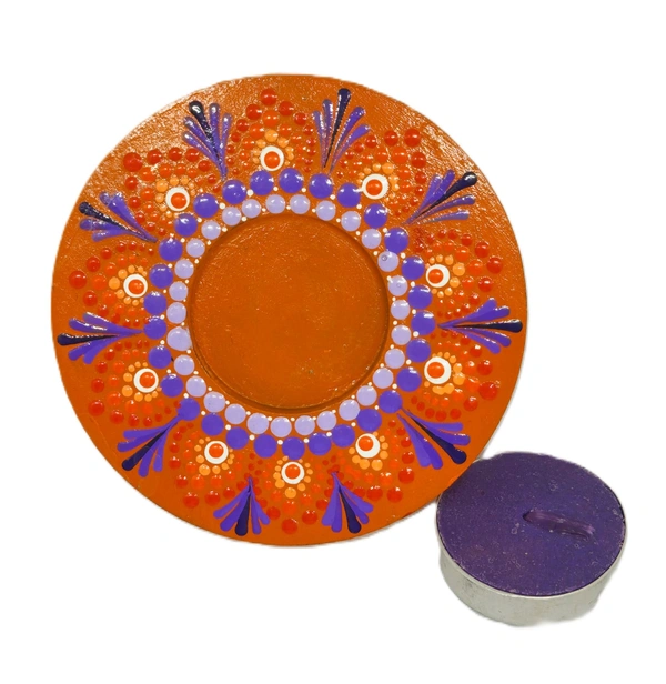 Single Tea Light Holder - Web Orange