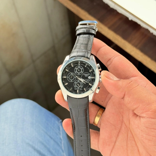 The CABA Classic Dial Chronograph Analog Watch with Black Leather Strap | Water Resistant, Stylish Design