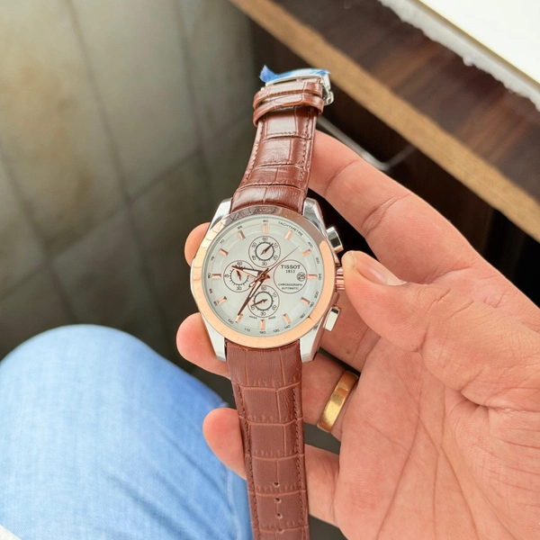 The CABA Classic Dial Chronograph Analog Watch with Black Leather Strap | Water Resistant, Stylish Design