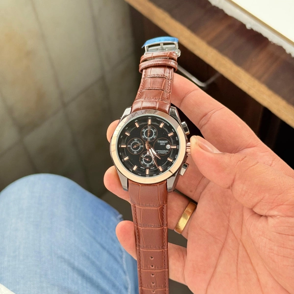 The CABA Classic Dial Chronograph Analog Watch with Black Leather Strap | Water Resistant, Stylish Design