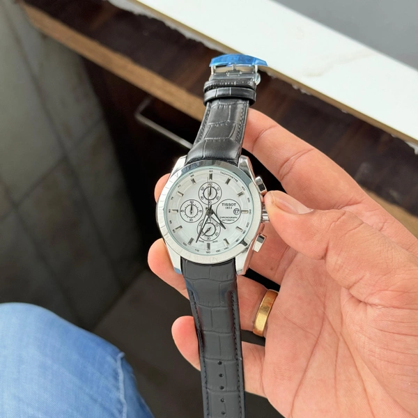 The CABA Classic Dial Chronograph Analog Watch with Black Leather Strap | Water Resistant, Stylish Design