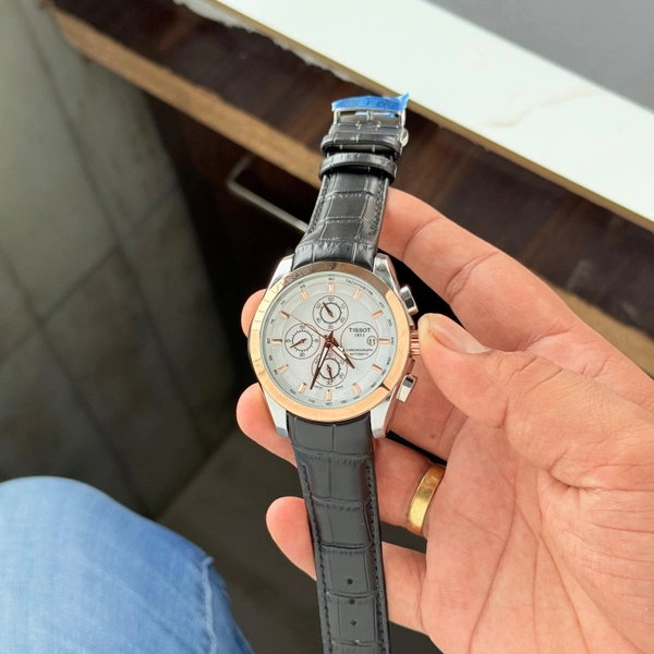 The CABA Classic Dial Chronograph Analog Watch with Black Leather Strap | Water Resistant, Stylish Design