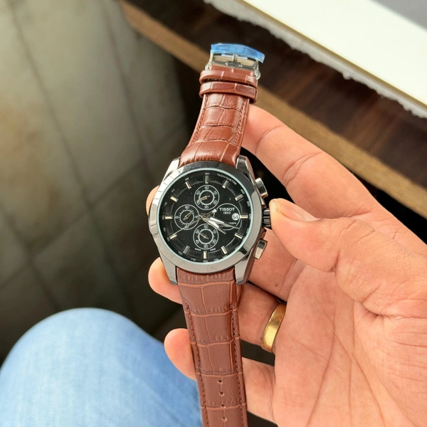 The CABA Classic Dial Chronograph Analog Watch with Black Leather Strap | Water Resistant, Stylish Design