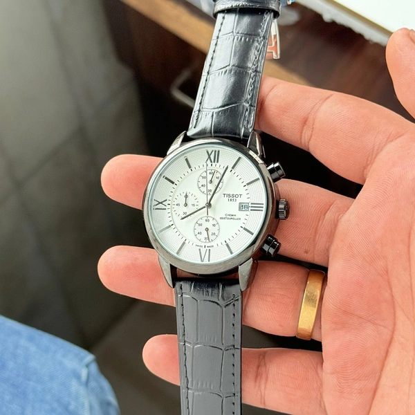 The CABA Classic Dial Chronograph Analog Watch with Black Leather Strap | Water Resistant, Stylish Design