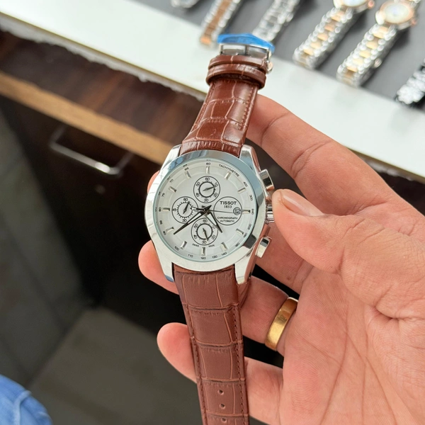 The CABA Classic Dial Chronograph Analog Watch with Black Leather Strap | Water Resistant, Stylish Design