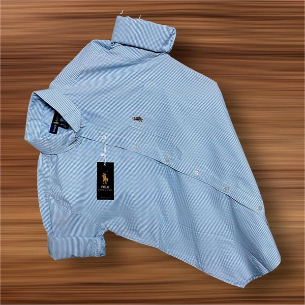 The Caba RL POLO Shirt Regular fit Sky Blue Checkd Formal Shirt - XL-42